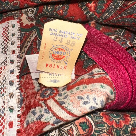 Vintage The Beaux Age Dress Girls 14 Fall Paisley Union Made 90s Floral Prairie - Picture 10 of 11
